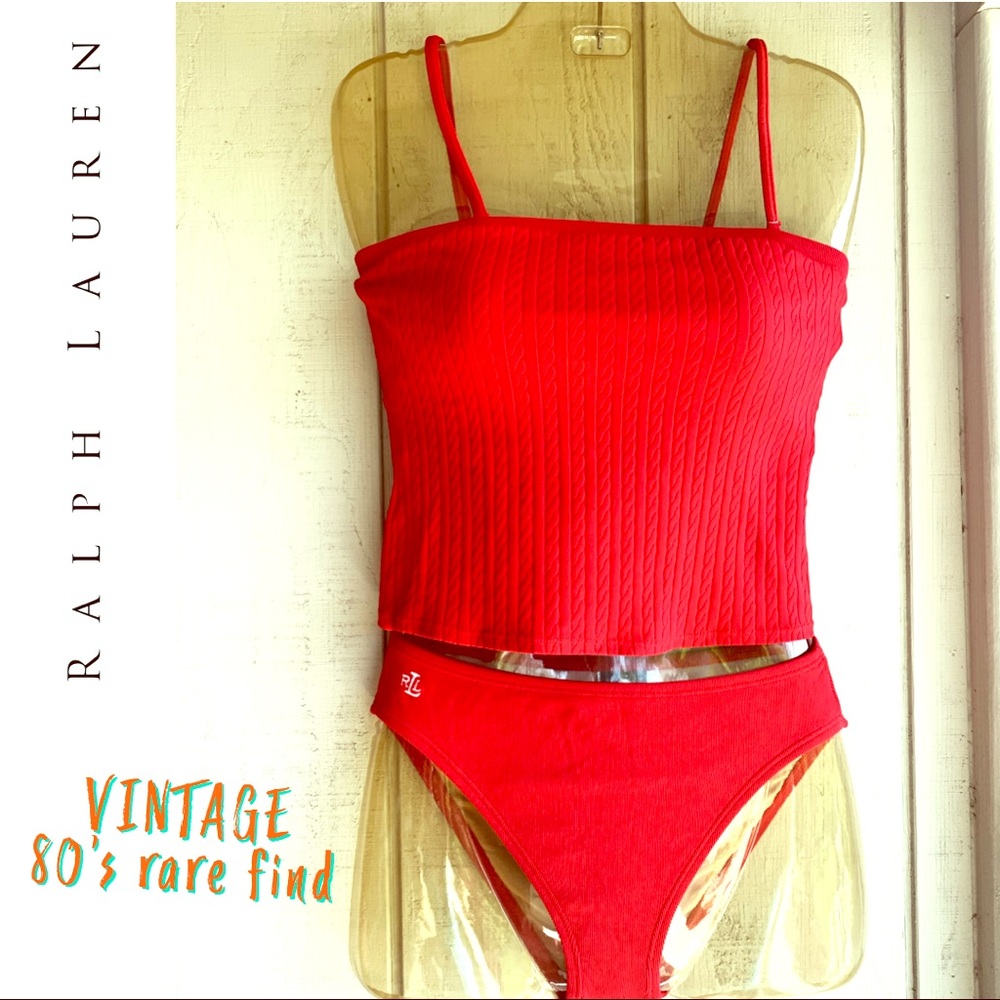 Vintage Red Ralph Lauren Tankini Swimsuit Bikini